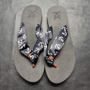 Nautical Anchor Black Flip Flops